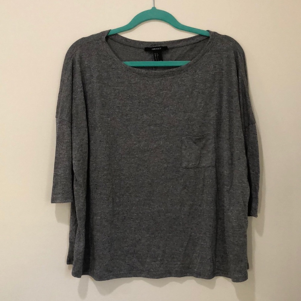 Forever 21 3/4 Sleeve Gray Shirt